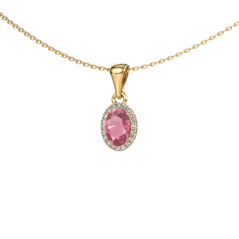 Pendant Seline ovl 585 gold tourmaline pink 7x5 mm