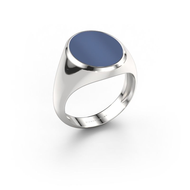Siegelring Herman 4 light 585 Weißgold Blau Lagenstein 15x12 mm