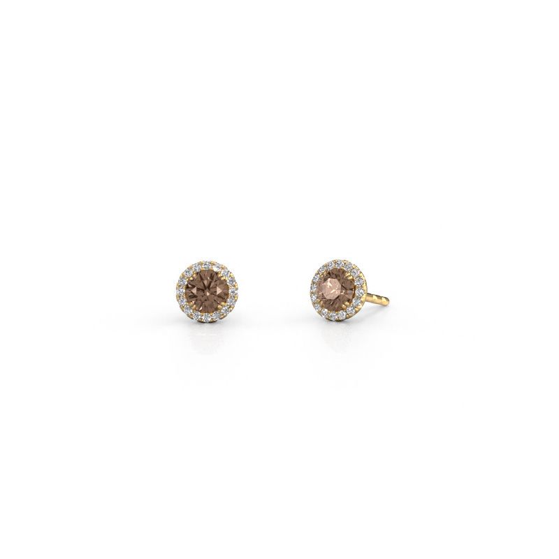 Earrings Seline rnd 585 gold brown diamond 0.64 crt