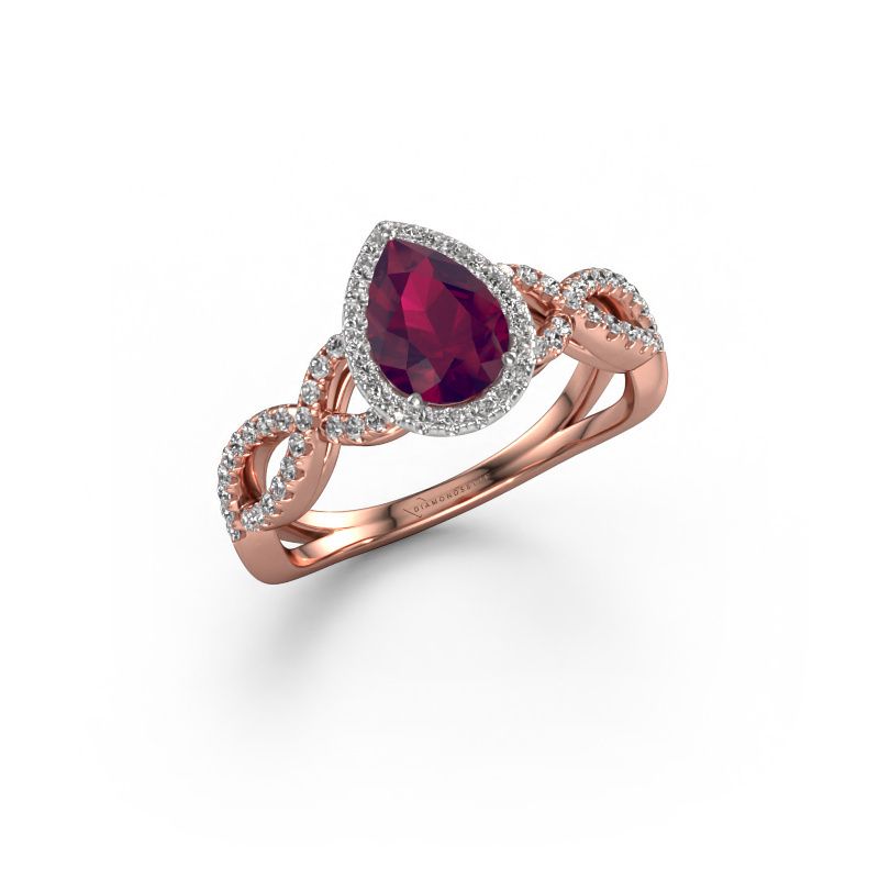 Engagement ring Dionne pear 585 rose gold rhodolite 7x5 mm