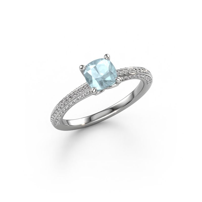 Engagement ring Elenore cus 950 platinum aquamarine 5.5 mm