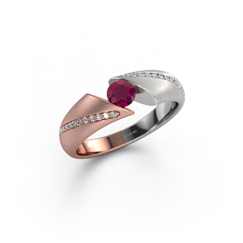 Verlobungsring Hojalien 2 585 Roségold Rhodolit 4.2 mm