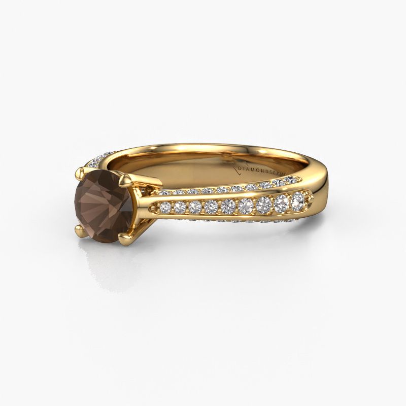 Image of Engagement ring Ruby rnd 585 gold smokey quartz 5.7 mm