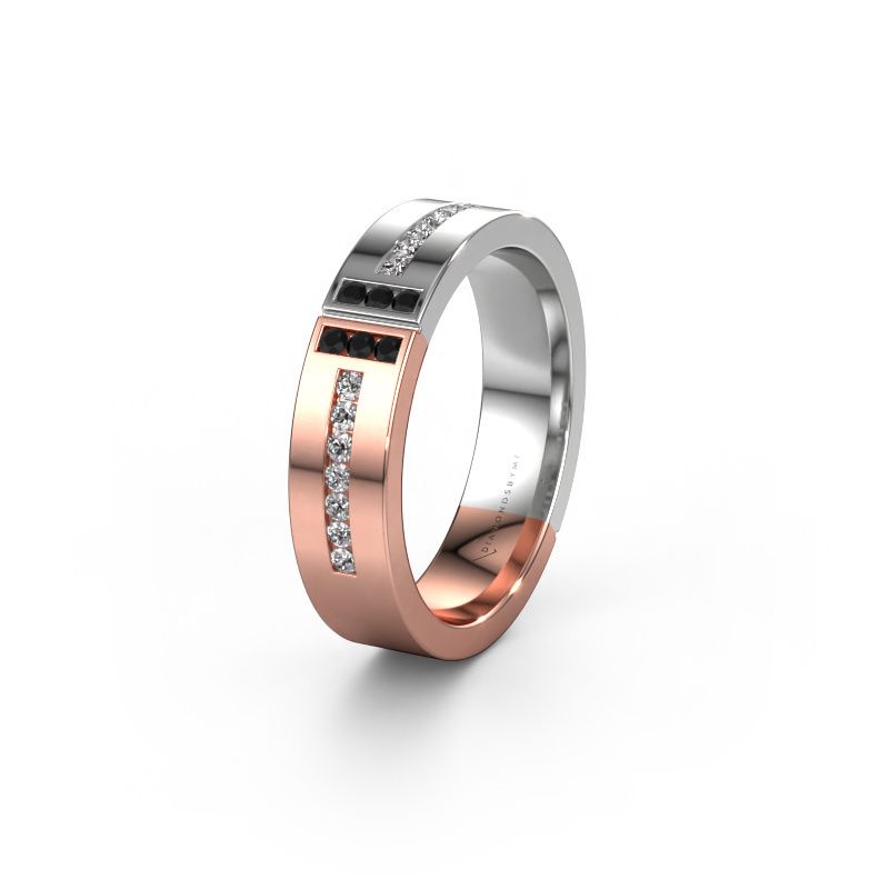 Trouwring WH1106L15AP20 585 rosé goud zwarte diamant ±5x1.7 mm
