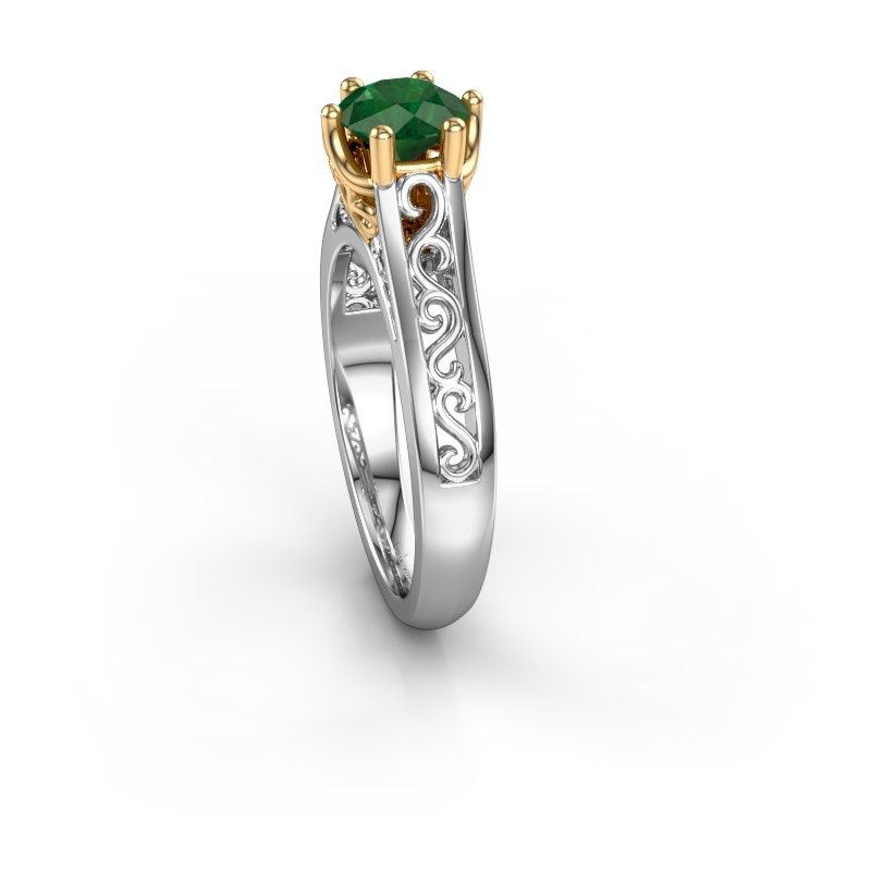 Image of Engagement ring shan<br/>585 white gold<br/>Emerald 6 mm