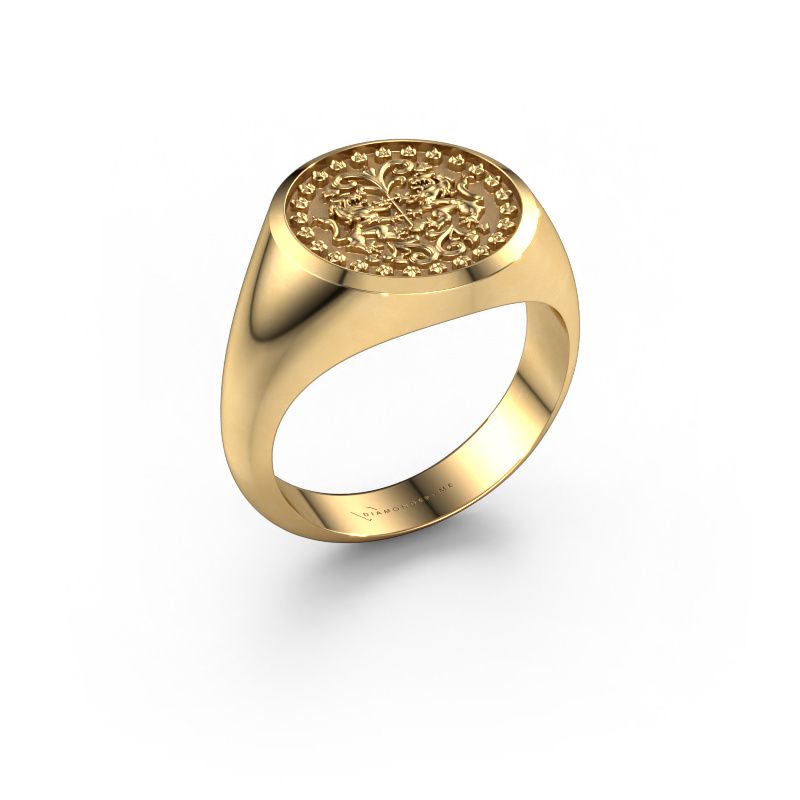 Anillo de sello con escudo familiar Dex 585 oro