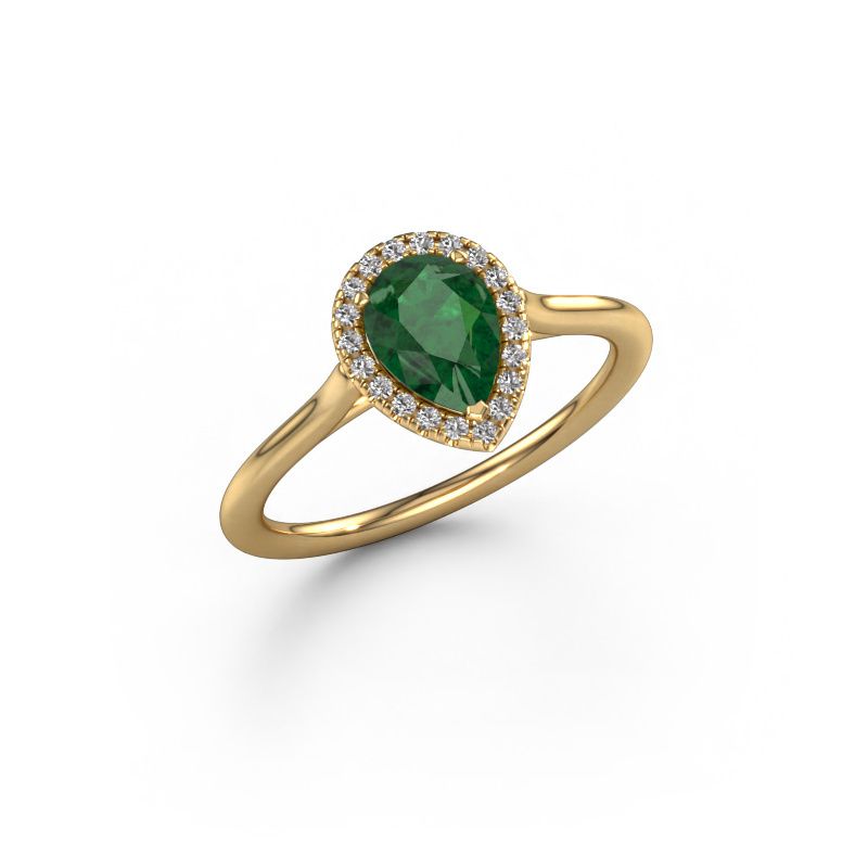 Engagement ring Seline per 1 585 gold emerald 7x5 mm
