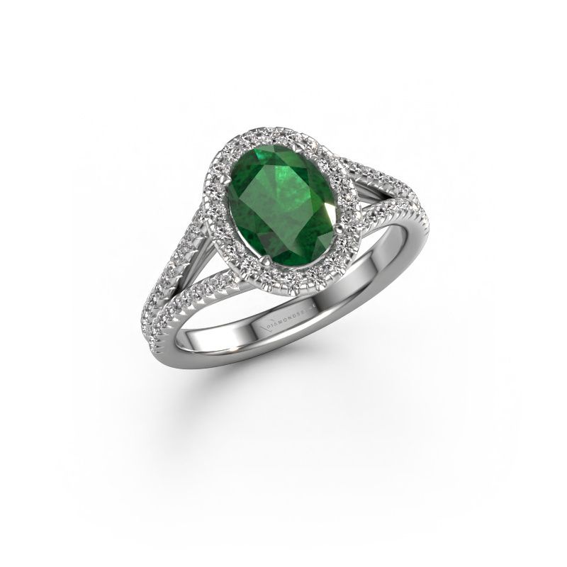 Verlobungsring Verla ovl 2 950 Platin Smaragd 8x6 mm