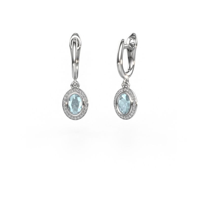 Ohrhänger Noud OVL 950 Platin Aquamarin 6x4 mm