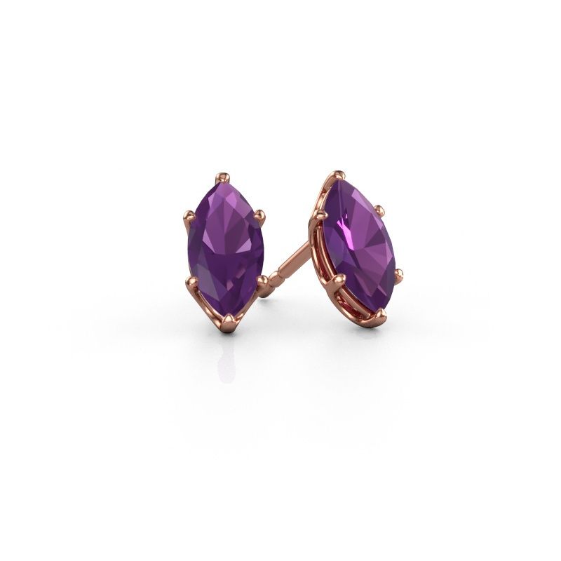 Clous d'oreilles Sam MRQ 585 or rose améthyste 10x5 mm