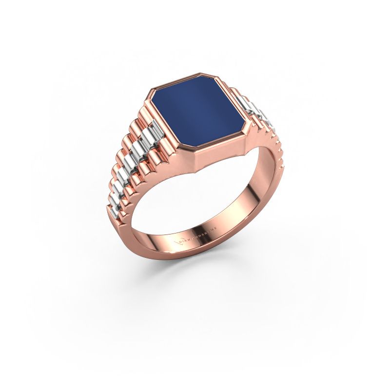 Chevalière Brent 1 585 or rose lapis lazuli 10x8 mm