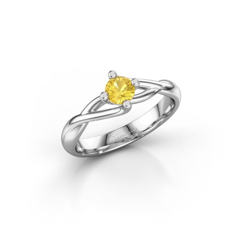 Image of Ring Paulien<br/>950 platinum<br/>Yellow sapphire 4.2 mm