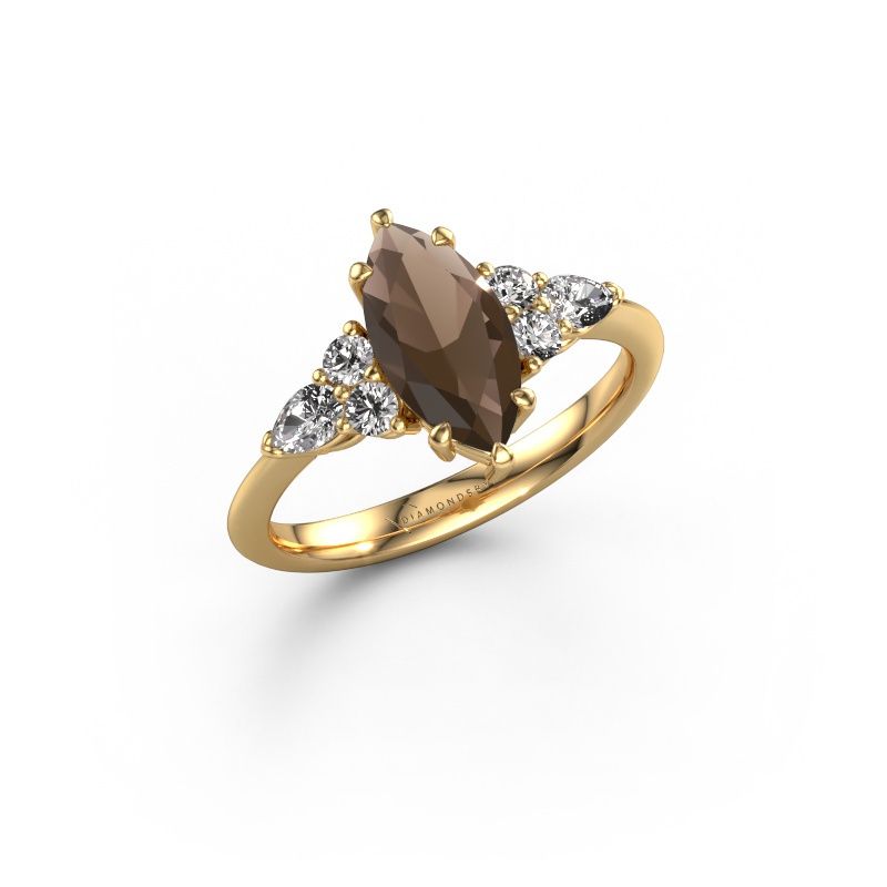 Verlovingsring Melani MRQ 585 goud rookkwarts 11x5.5 mm