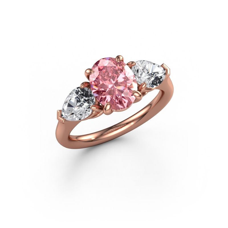 Engagement ring Carma OVL 585 rose gold pink lab grown diamond 9x7 mm