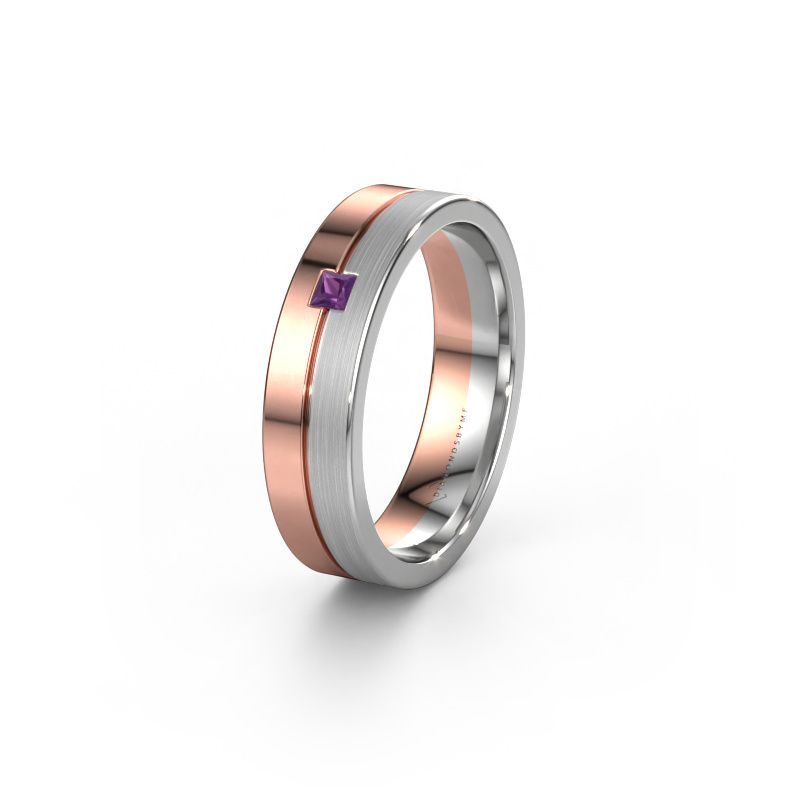 Wedding ring WH0201L15ASQPM 585 rose gold amethyst ±5 x 1.7 mm