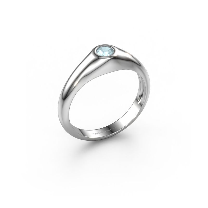 Pinky ring Thorben 585 white gold aquamarine 5 mm