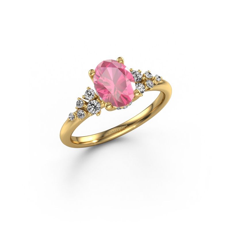 Engagement ring Emma OVL 585 gold pink sapphire 8x6 mm