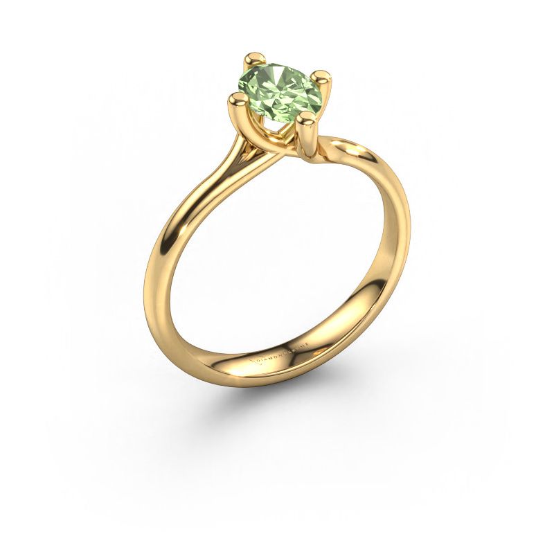 Engagement ring Dewi Oval 585 gold green lab grown diamond 7x5 mm