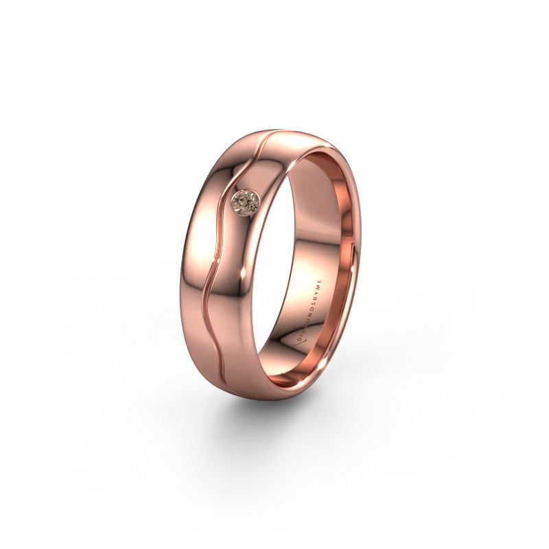 Wedding ring WH0701L36AP 585 rose gold brown diamond ±6x1.7 mm