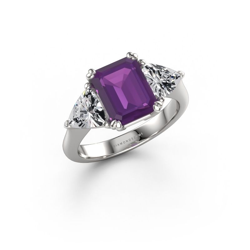 Verlobungsring Paula 585 Weißgold Amethyst 9x7 mm