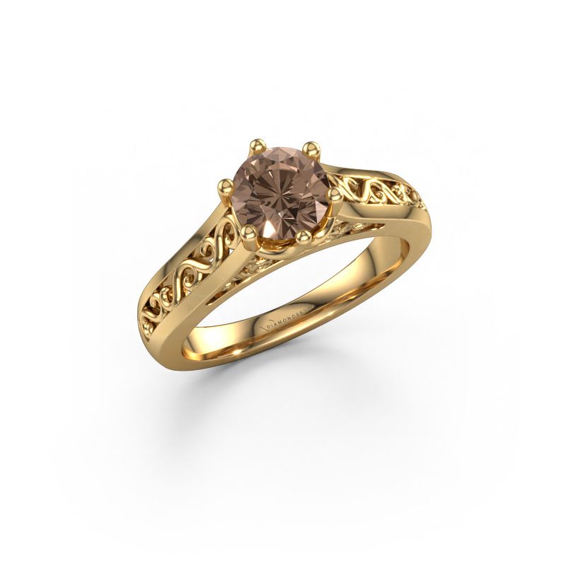Afbeelding van Verlovingsring Shan<br/>585 goud<br/>Bruine diamant 0.80 crt