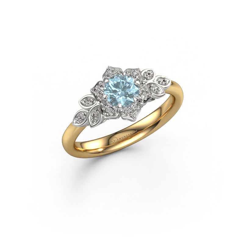 Engagement ring Tatjana 585 gold blue lab grown diamond 5 mm