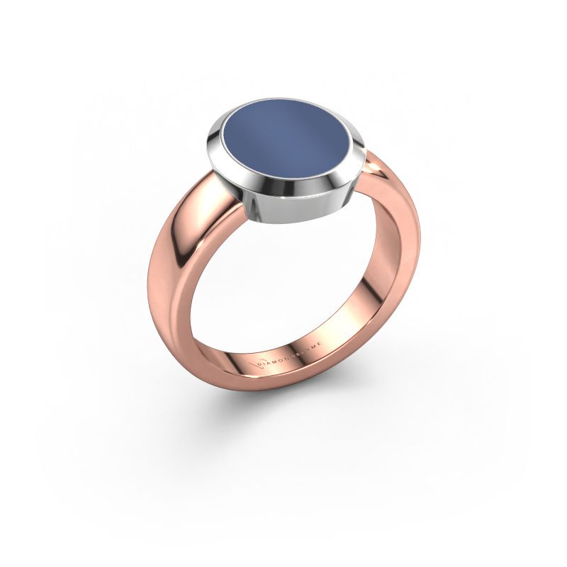 Siegelring Oscar 2 585 Roségold Blau Lagenstein 11x9 mm