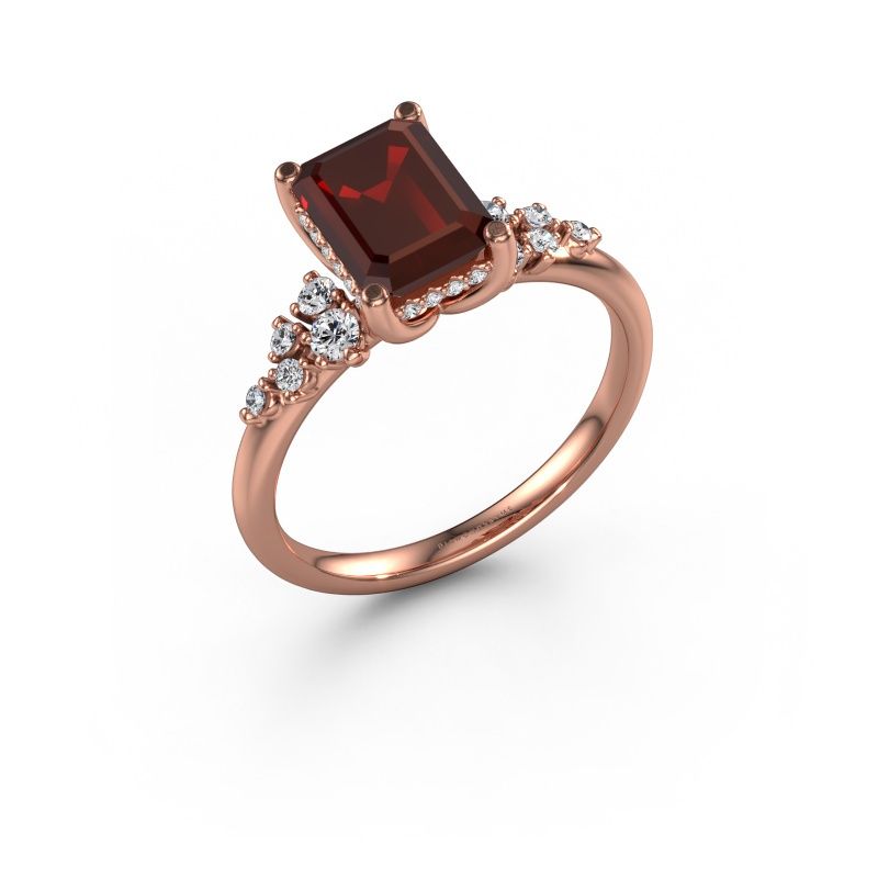 Bague de fiançailles Emma EME 585 or rose grenat 8x6 mm