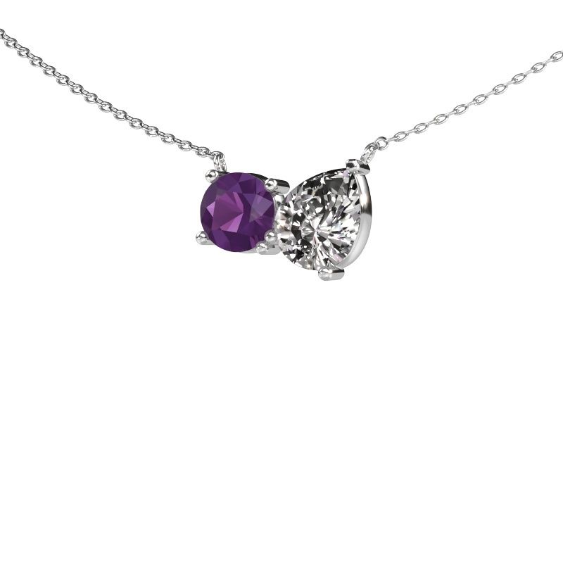 Pendant Toi et Moi RND PER 585 white gold amethyst 6.5 mm