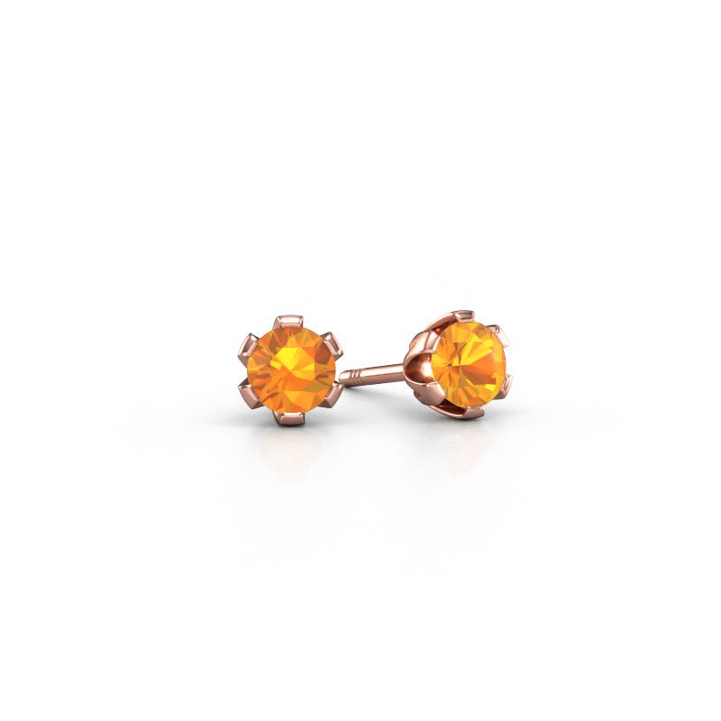 Oorstekers Julia 585 rosé goud citrien 4 mm