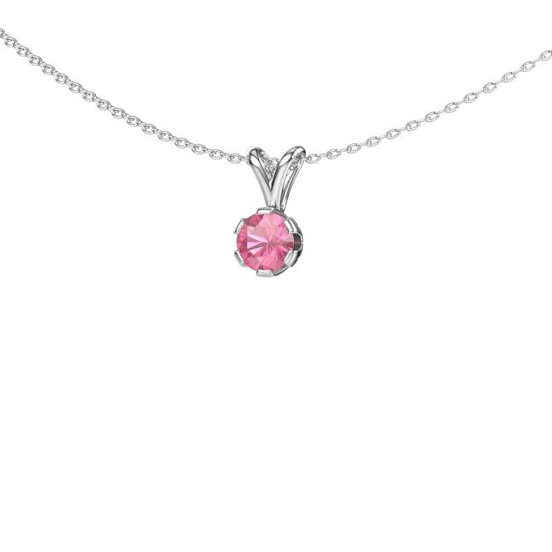 Hanger Julia 585 witgoud roze saffier 5 mm