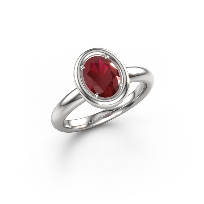 Engagement ring Noa OVL 950 platinum ruby 8x6 mm