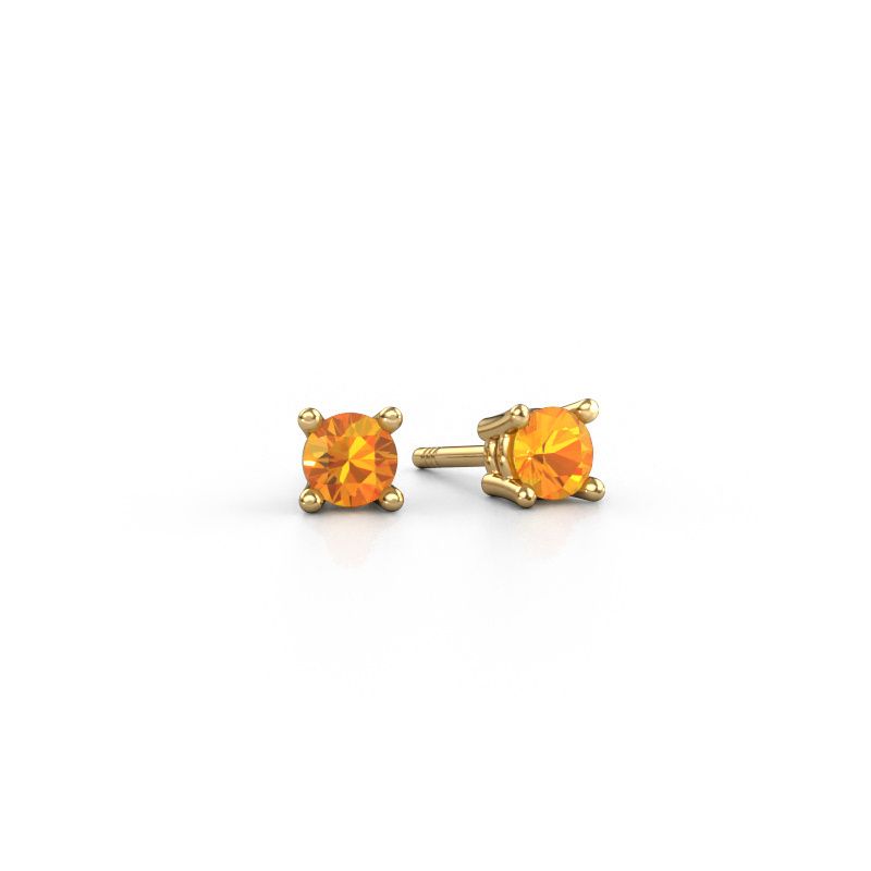 Stud earrings Jannette 585 gold citrin 4 mm
