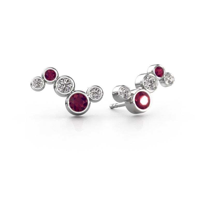 Earrings Ryan 950 platinum rhodolite 4 mm