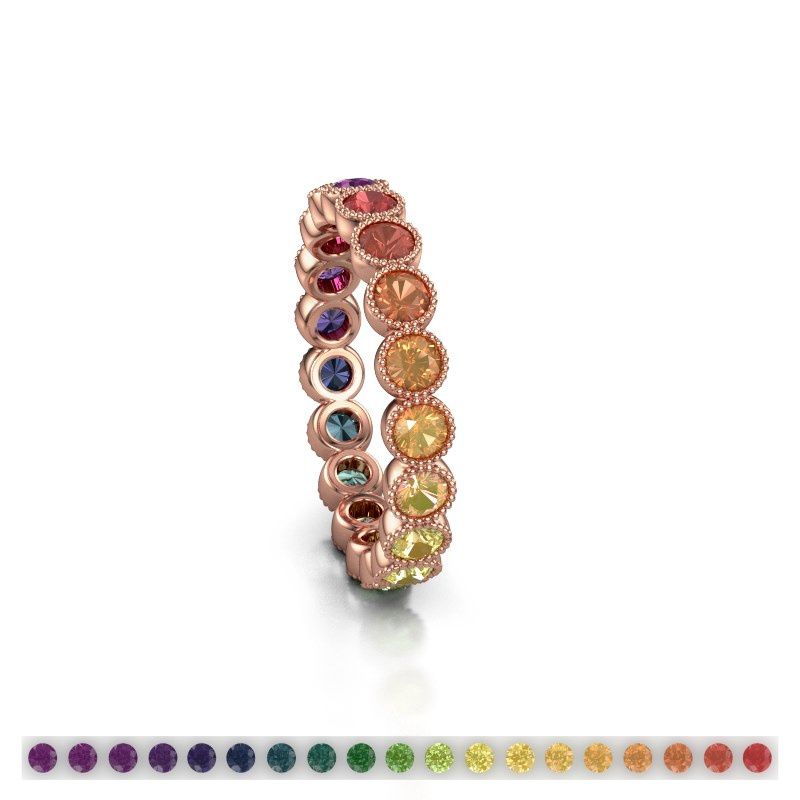 Image of Ring mariam 0.07<br/>585 rose gold<br/>rainbow sapphire 1 2.7 mm