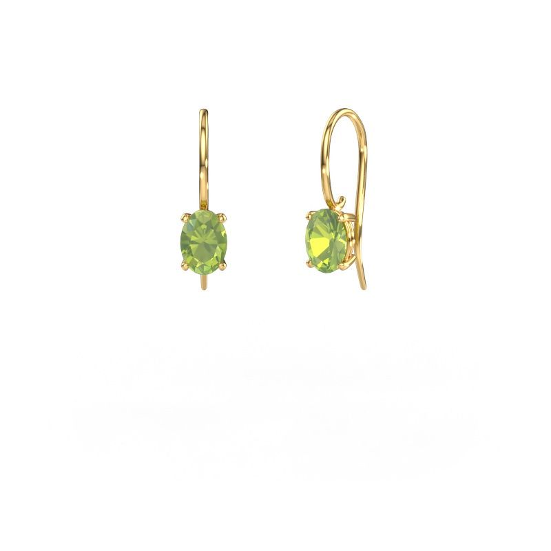 Pendants d'oreilles Cleo OVL 585 or jaune péridot 7x5 mm