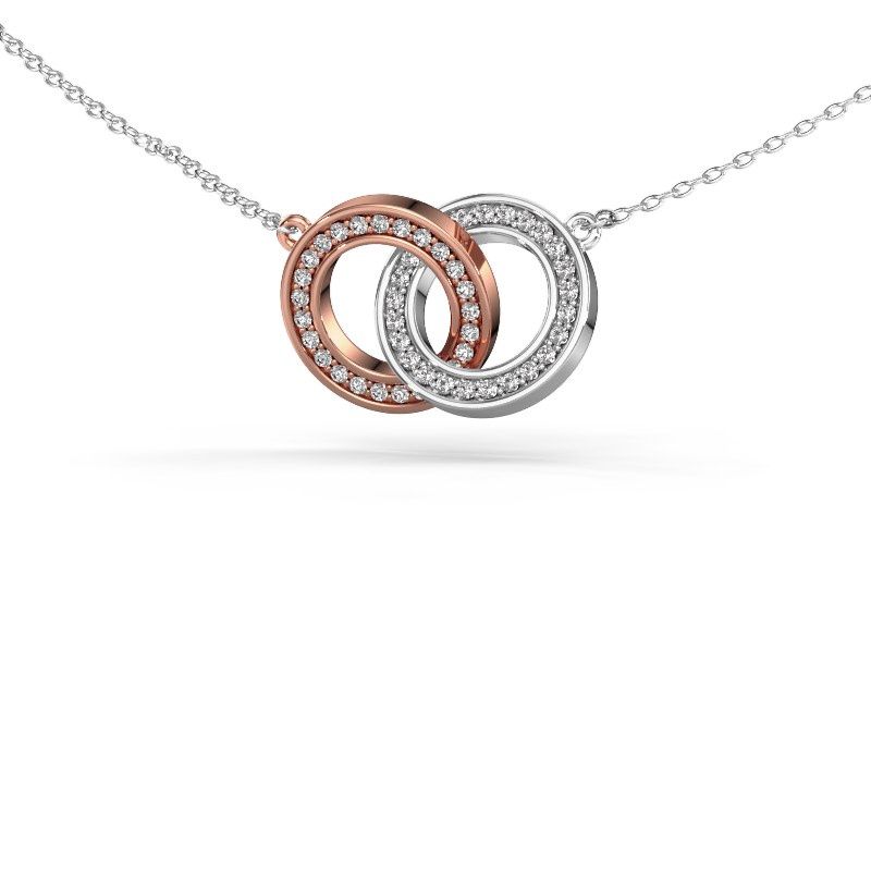 Necklace Circles 2 585 rose gold diamond 0.25 crt