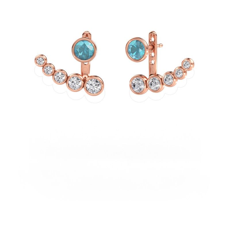 Ohrringe Wendy 585 Roségold Blau Topas 5 mm