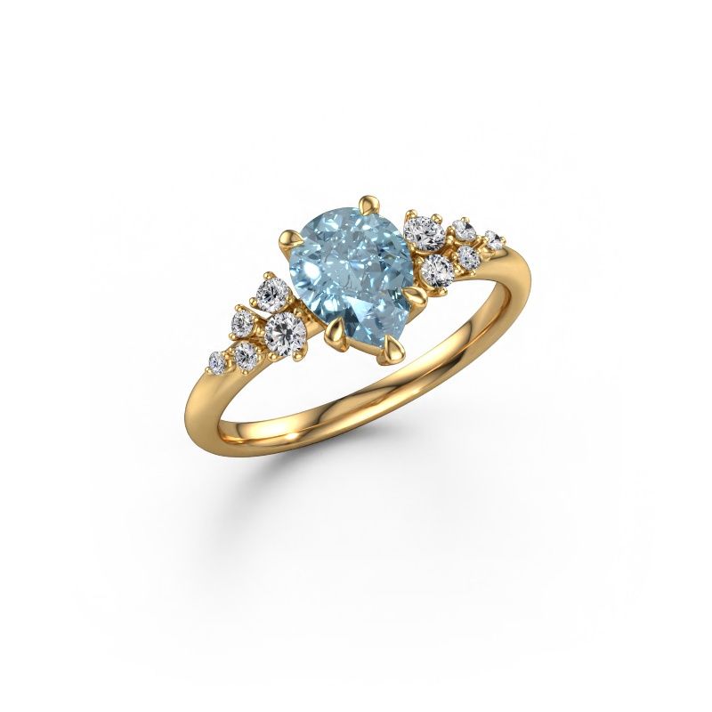 Engagement ring Royce PER 585 gold blue lab grown diamond 8x6 mm