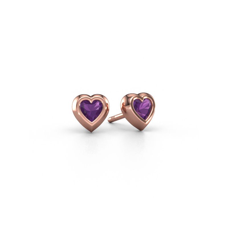Clous d'oreilles Charlotte 585 or rose améthyste 4 mm
