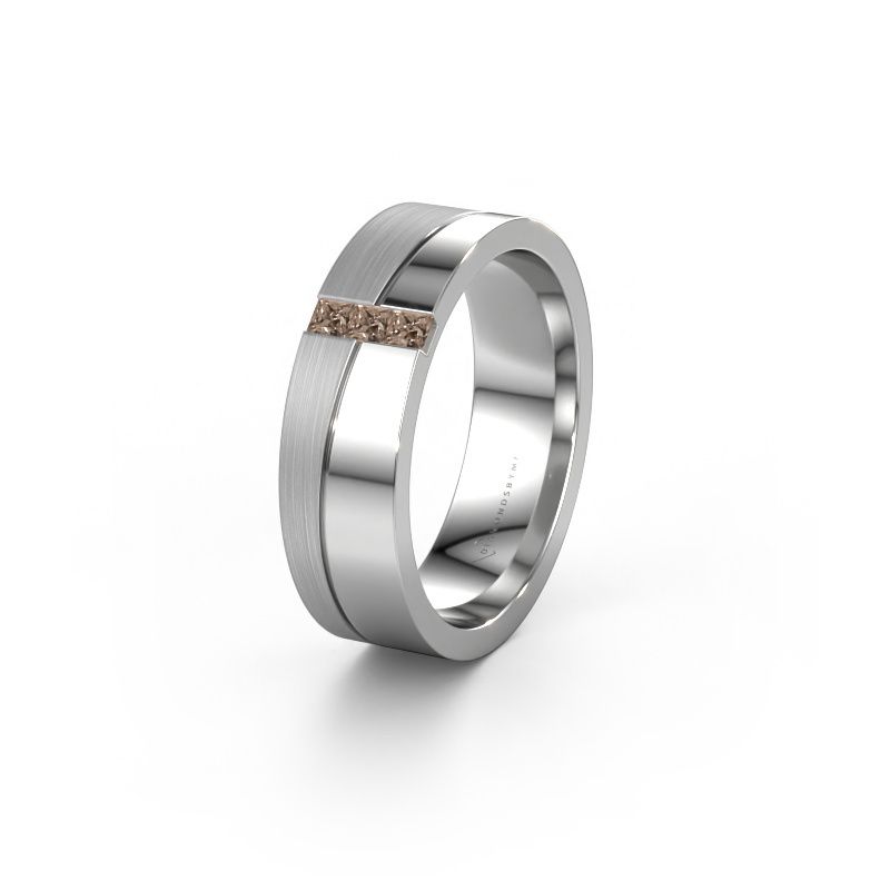 Trouwring WH0906L16A 950 platina bruine diamant ±6x1.7 mm