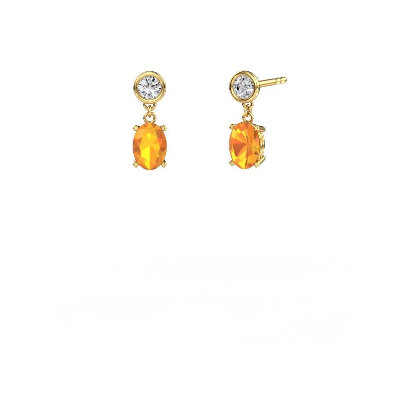 Pendants d'oreilles Lacey OVL 585 or jaune citrine 7x5 mm