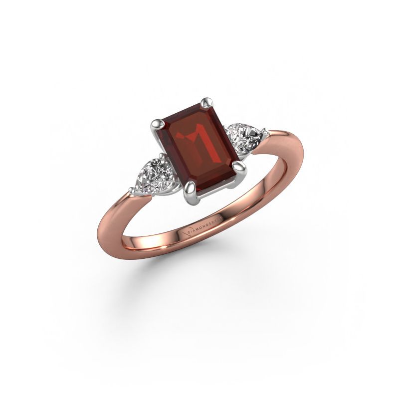 Engagement ring Chanou EME 585 rose gold garnet 7.5x5.5 mm
