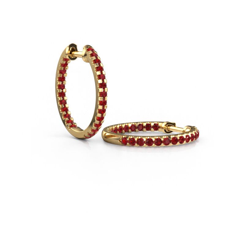 Hoop earrings Jackie 15 mm B 585 gold ruby 2 mm
