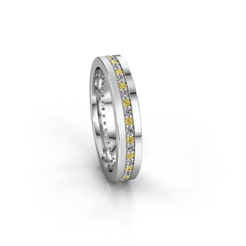Image of Wedding ring WH0203L14BPM<br/>950 platinum ±4x2 mm<br/>Yellow sapphire 1.3 mm