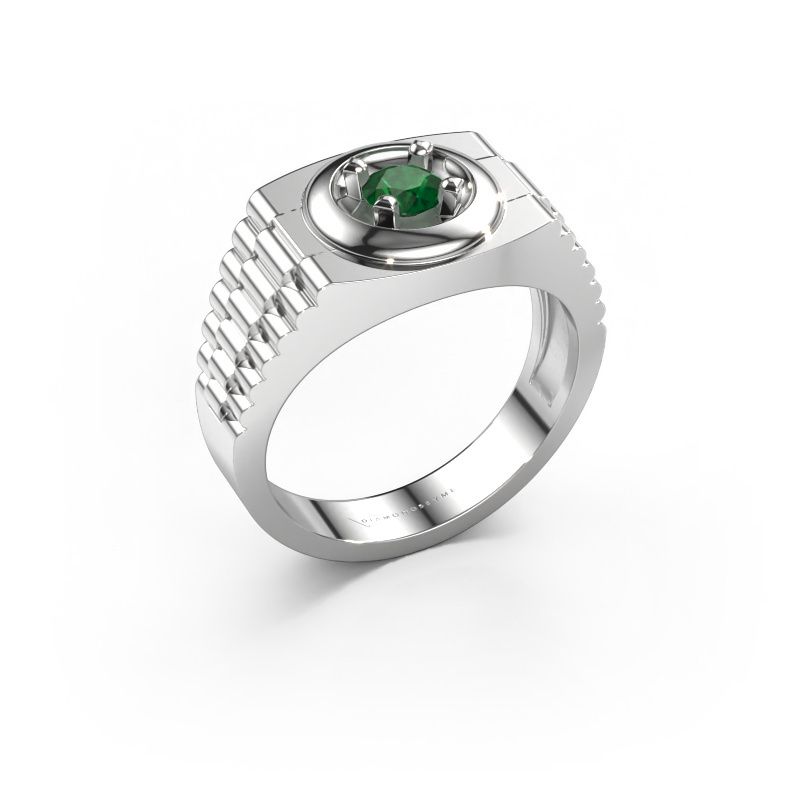 Bague pour homme Edward 950 platine emeraude 4.7 mm