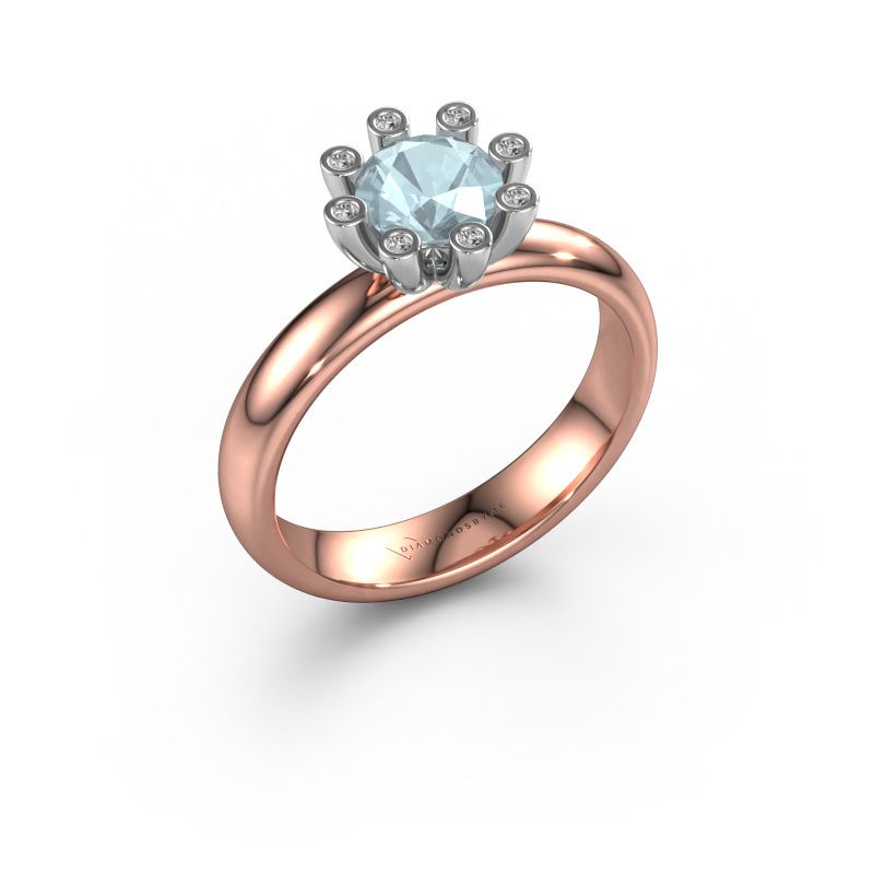 Ring Carola 3 585 rosé goud aquamarijn 6 mm