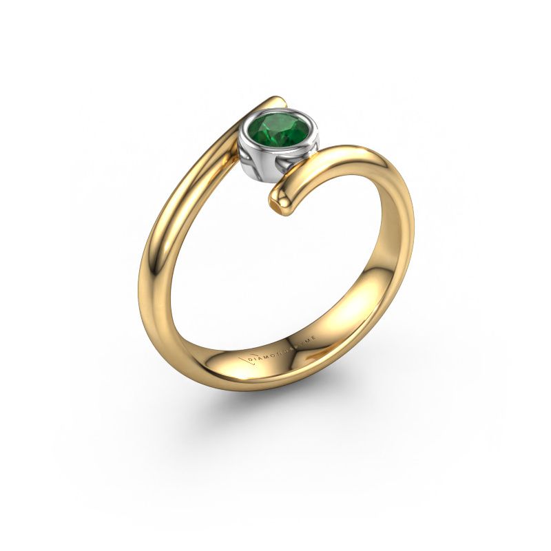 Bague Mary 585 or jaune emeraude 4 mm