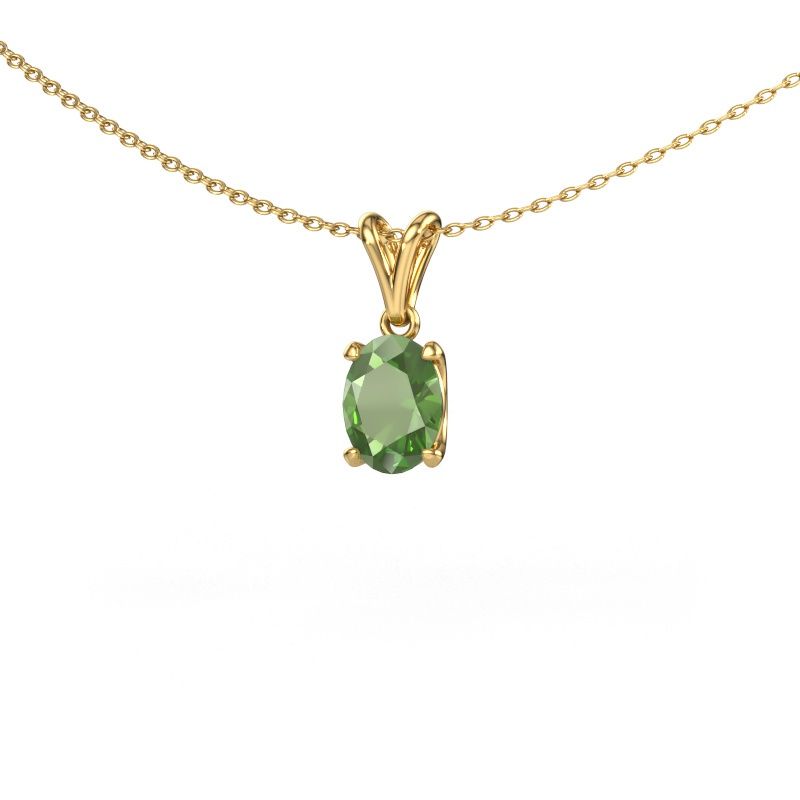 Anhänger Sam OVL 585 Gold Turmalin grün 8x6 mm