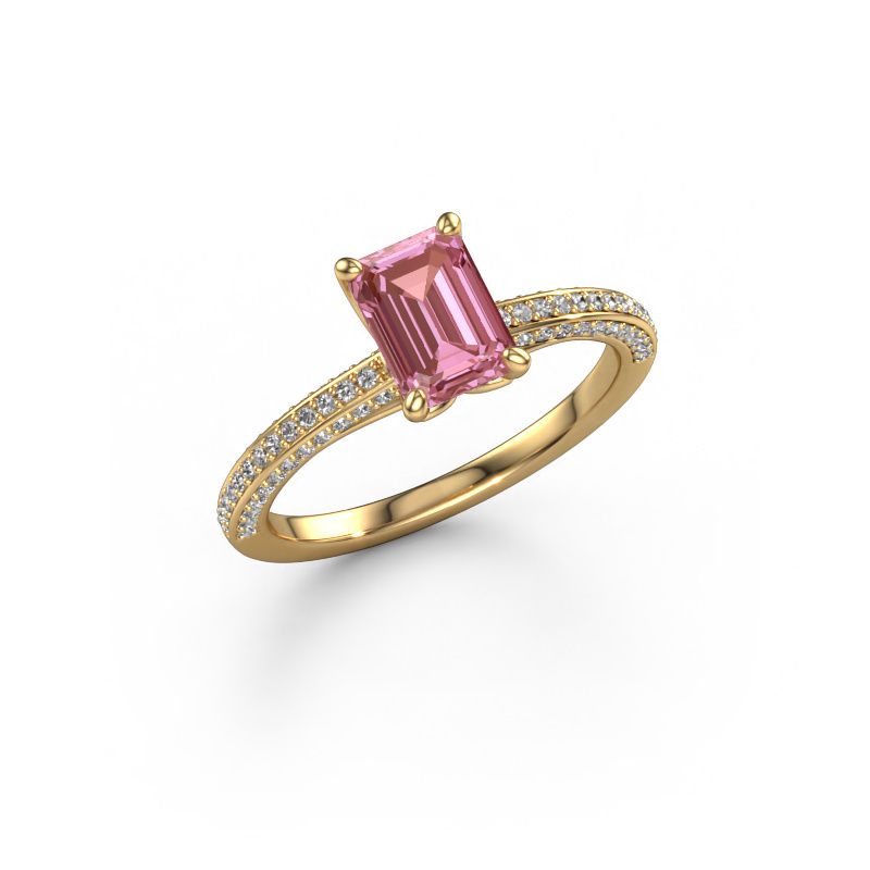 Engagement ring Elenore eme 585 gold pink lab grown diamond 7x5 mm
